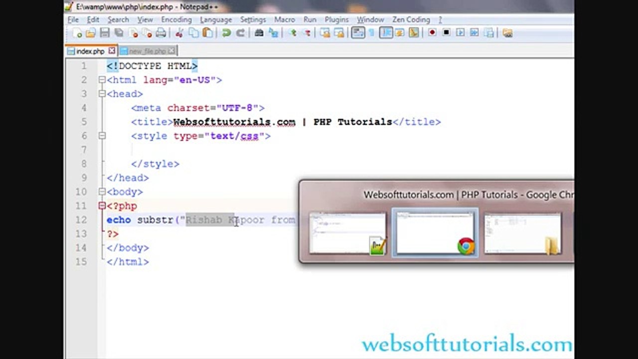 PHP tutorials in urdu - hindi - 36 - substr() and str_shuffle() functions in php