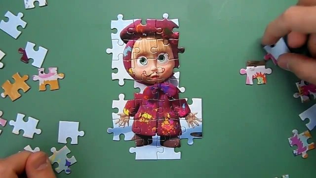 Unboxing puzzles Masha and the Bear first snow puzzles for kids from the cartoon Masha and the Bear