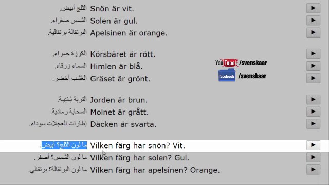 تعلم السويدية بسهولة - درس الألوان - لفظ من اللسان السويدي