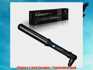 Cortex Curling Iron Clipless 2 inch with Ceramic/Tourmaline Head - Heat Resistant Glove - Temperature