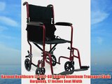 Karman Healthcare LT-2017-BD Folding Aluminum Transport Chair Burgundy 17 Inches Seat Width