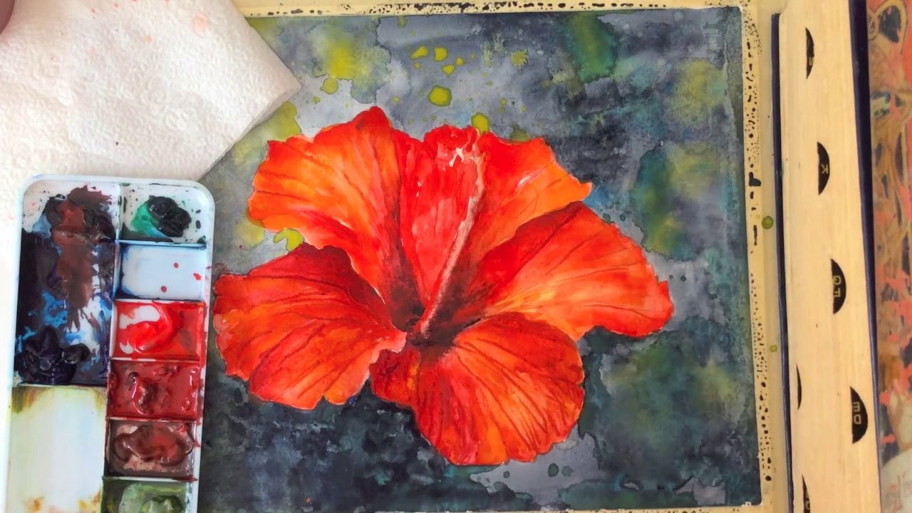 Free, Step-by-step Tutorial ~ How to paint a Hibiscus flower in Watercolor