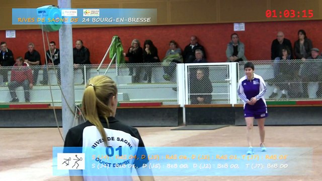 Quatrième tour, jeu traditionnel, Rives de Saône contre Bourg-en-Bresse, Sport Boules, J9 Elite Féminine, Saison 2014 /2015