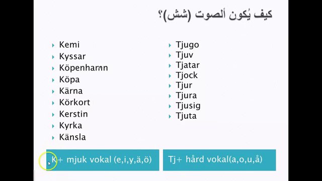 تعلم السويدية بسهولة - درس مهم جدا قواعد اللفظ - الاحرف المركبة kö,ki,ky,tju وغيرها