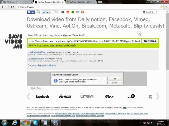 How to Download video from Dailymotion, Facebook,Vimeo, Ustream, Vine,  Aol.On, Break.com, Metacafe, Blip.tv easily! - video Dailymotion