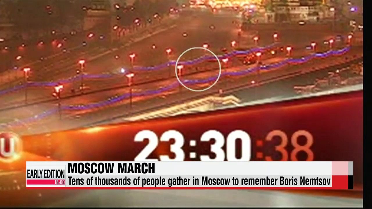 Tens of thousands march in Moscow in honor of slain Kremlin critic Boris Nemtsov.