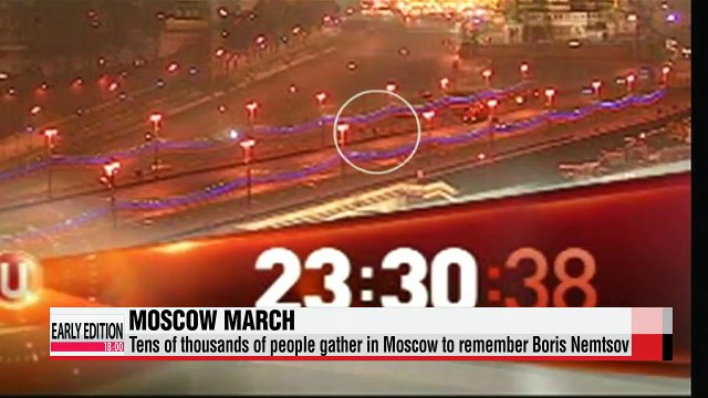 Tens of thousands march in Moscow in honor of slain Kremlin critic Boris Nemtsov.