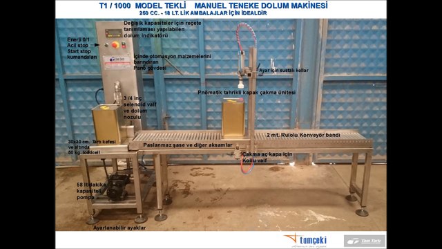 T1 1000 TEKLİ MANUEL TENEKE DOLUM MAKİNASI TANITIM VİDEOSU