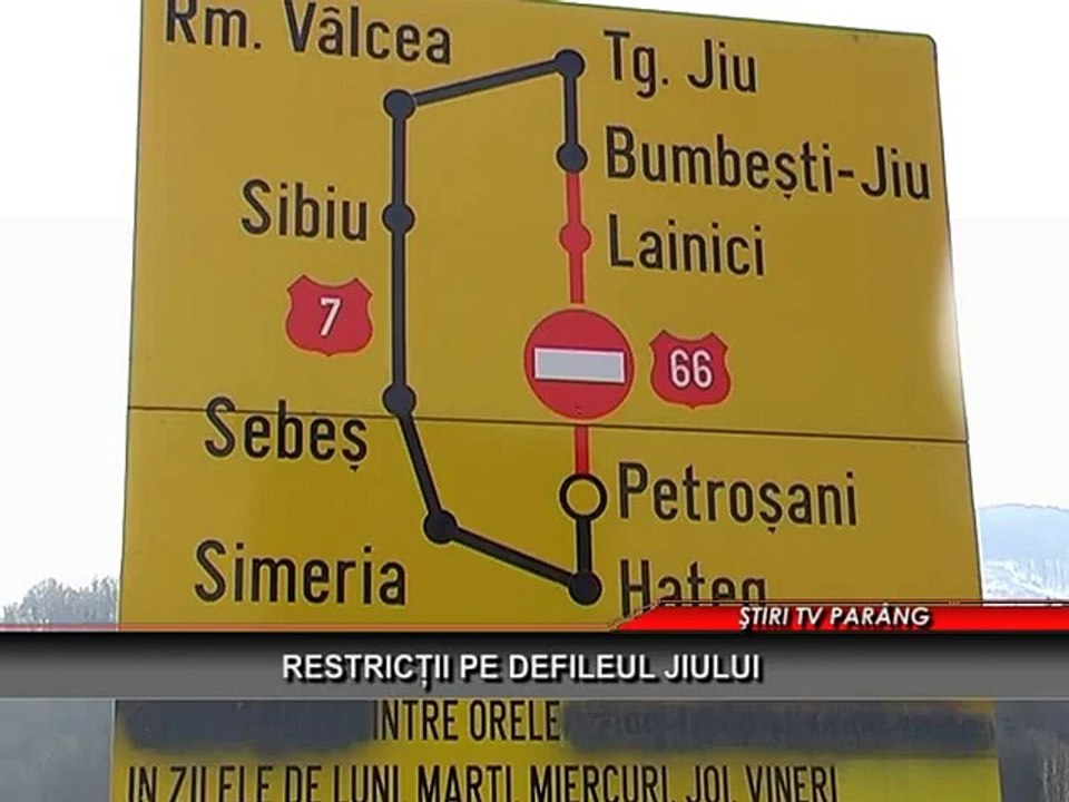 Restrictii pe Defileul Jiului