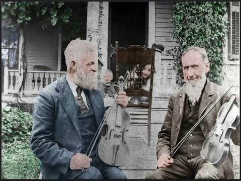Violin players - restoration and colorisation