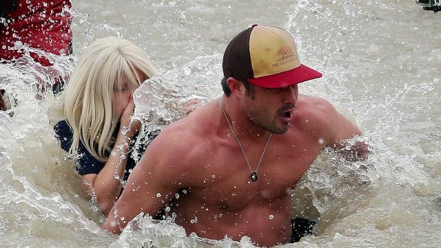 Lady Gaga Takes the Polar Plunge with Vince Vaughn