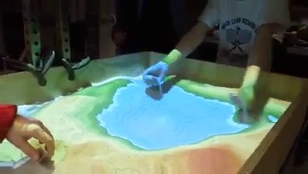 Topographie interactive à base de sable