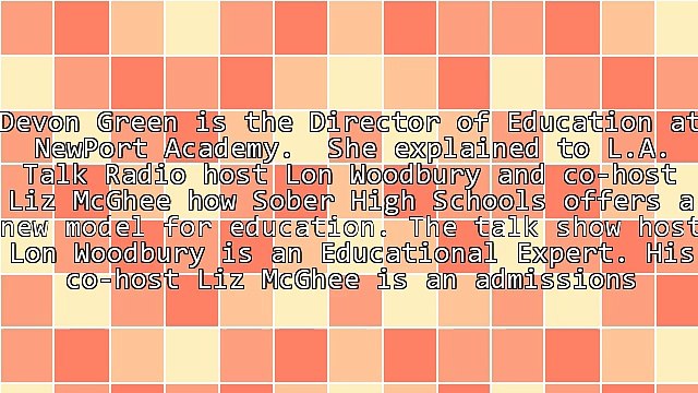 A New Model For Education: Benefits Of Sober High Schools.