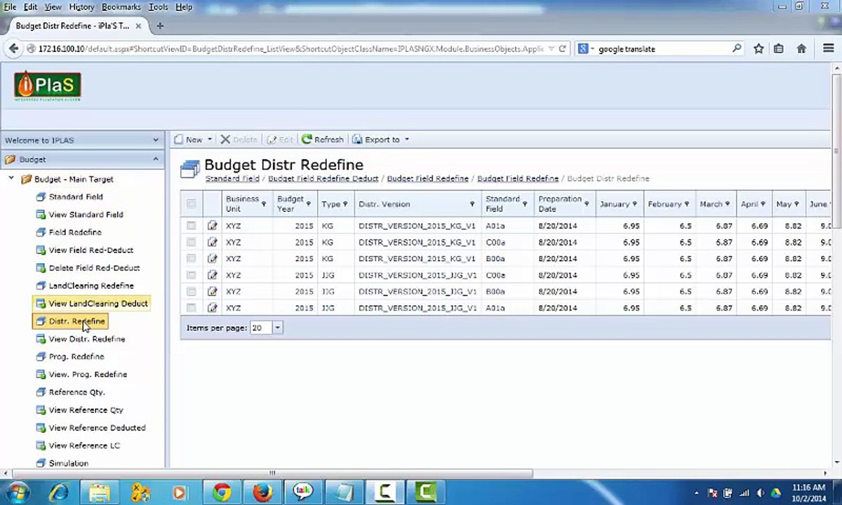 Pengisian Sebaran Produksi Iplas Budget System