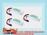 3-Pack of Lectron Pro 11.1 volt - 2700mAh 35C Lipos with EC3 Connectors for Blade 350 QX