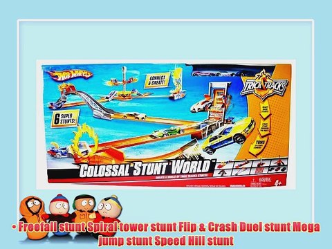 Hot Wheels Trick Tracks Colossal Stunt World Track Set with 6 Super Stunts & 3 Cars