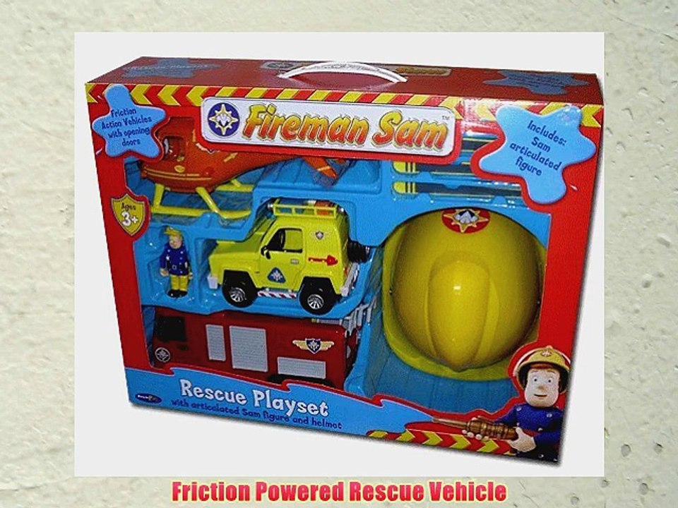 Fireman Sam Friction Jupiter Fire Engine Rescue Playset Includes Jupiter Helicopter Rescue