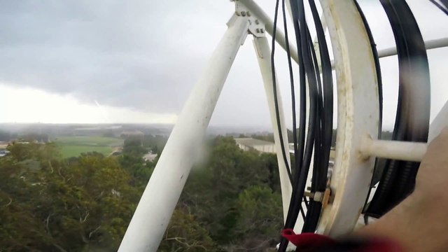 Struck by Lightning while he was climbing an electric pole during a storm