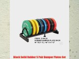 Rubber Bumper Plate Black 5 Pair Set with Ader Plate Rack Great Gift!