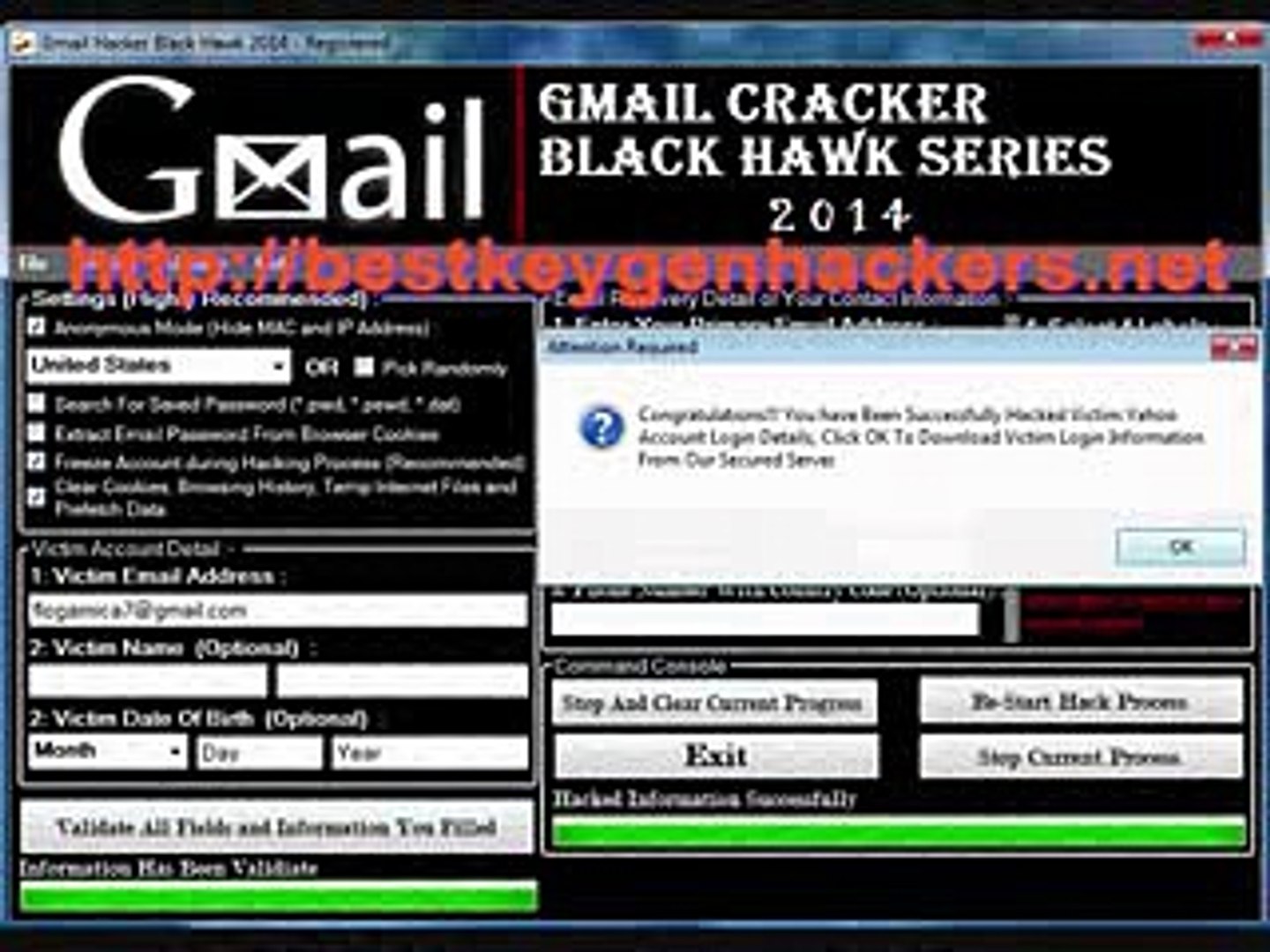 ⁣Gmail Hacker Black Hawk - hack any Gmail accounts within less time !