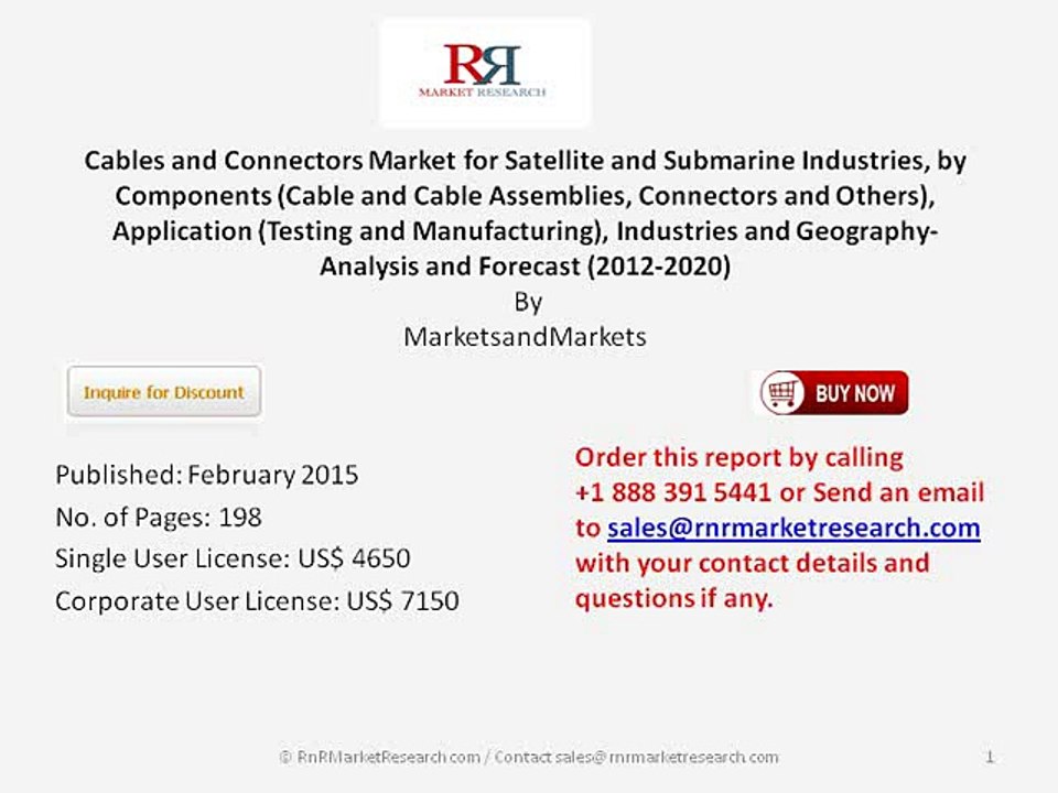 Worldwide Cables and Connectors Market Trends 2020 by Components and Application (Testing and Manufacturing)