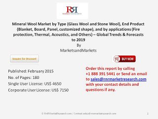 World Mineral Wool Markert Forecast Report 2019 by Applications (Fire protection, Thermal, Acoustics)