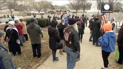 Pro- and anti-Netanyahu protesters cry out from Capitol Hill