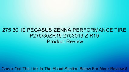 275 30 19 PEGASUS ZENNA PERFORMANCE TIRE P275/30ZR19 2753019 Z R19 Review