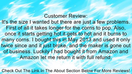 Deni 15400 Electric Popcorn Maker, 3 Quart Review