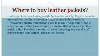 Where to Buy Leather Jackets
