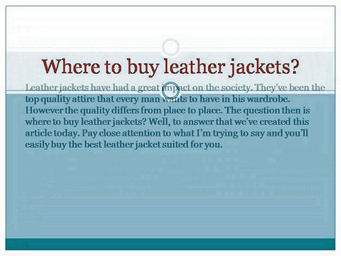 Where to Buy Leather Jackets