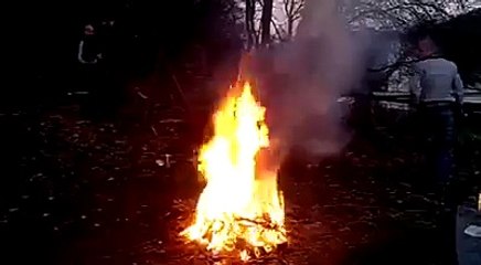 boys and girls playing with fire