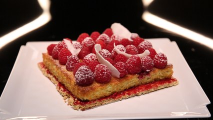 Tarte aux framboises et moelleux coco par Christophe Michalak (#DPDC)
