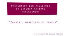Prévention des violences et discriminations, harcèlement : constat, objectifs et enjeux