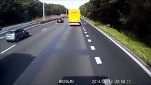 Car vs truck crash E40 Aalter