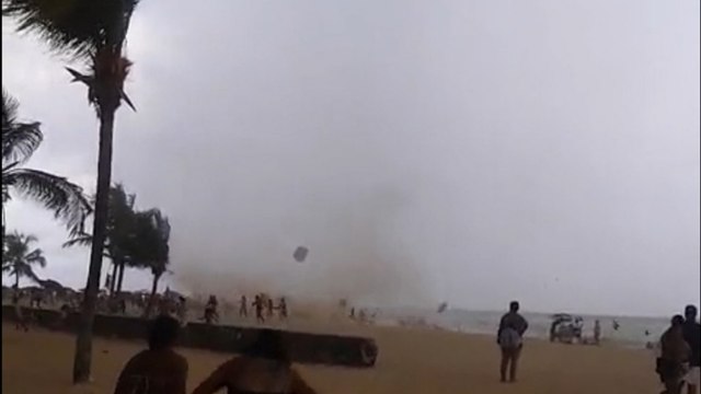 Waterspout hits Brazilian beach