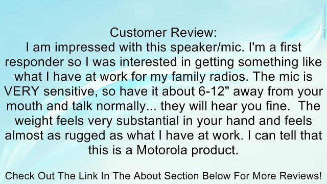 Motorola 53724 Remote Speaker Microphone (Black) Review