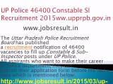 UP Police Recruitment 2015 Apply Online 46400 SI, Constable Posts