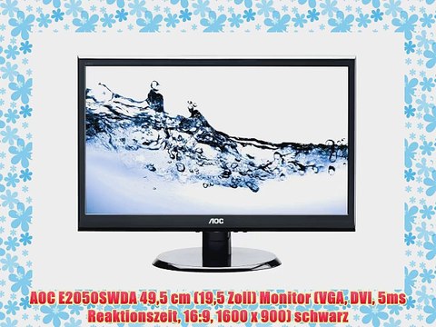 AOC E2050SWDA 495 cm (195 Zoll) Monitor (VGA DVI 5ms Reaktionszeit 16:9 1600 x 900) schwarz