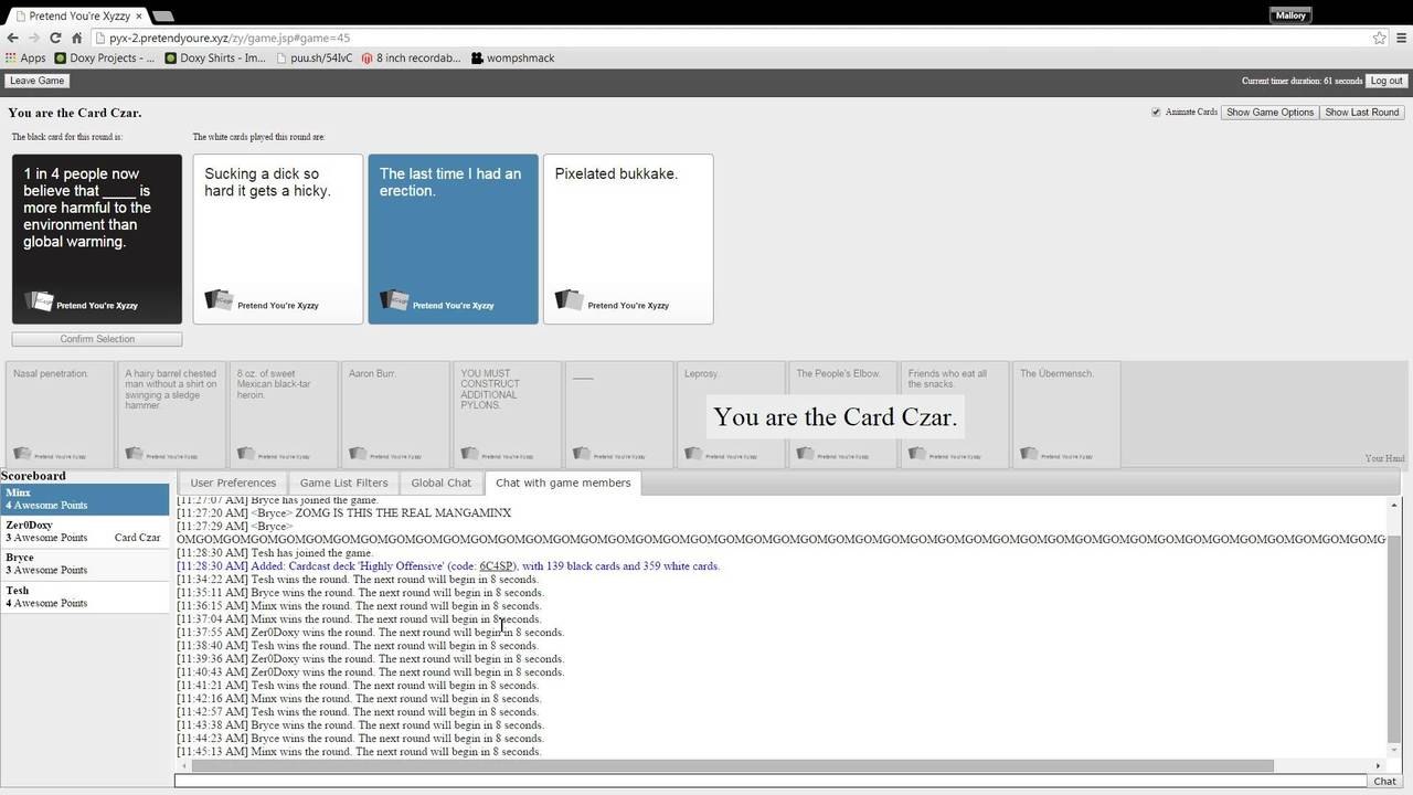 Cards Against Humanity with Bryce, Minx, and Tesh!