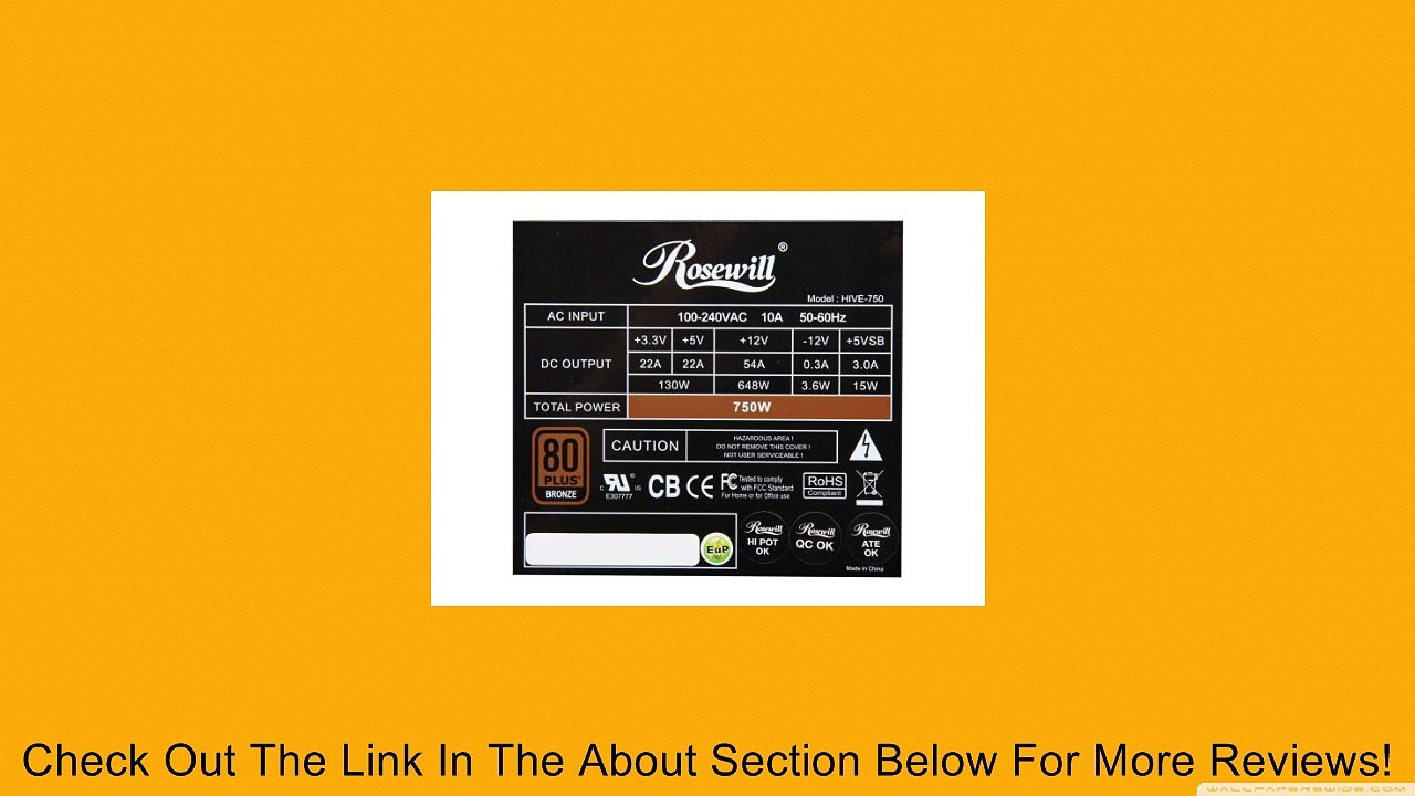 Rosewill ATX 12V 750-Watt 80 PLUS BRONZE Certified Power Supply Hive-750 Review