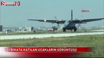 Tatbikata katılan uçakların görüntüsü