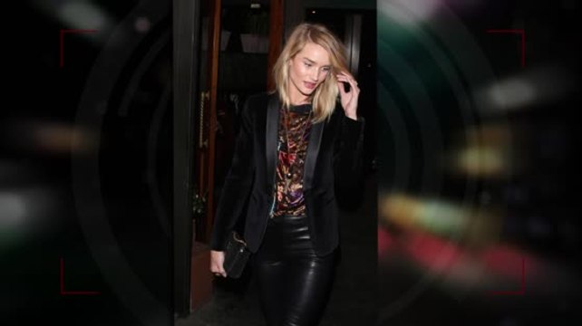 Rosie Huntington Whitley Rocks Leather Pants For Girlie Dinner Date