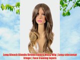 Hair By MissTresses Wavy Wig with Side Swept Fringe with Dark Root Effect Long Brown/ Blonde