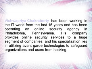 Vishwapriya Chakraborty Advices People To Install A Firewall In Their Computers To Protect Them