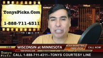 Minnesota Golden Gophers vs. Wisconsin Badgers Free Pick Prediction NCAA College Basketball Odds Preview 3-5-2015