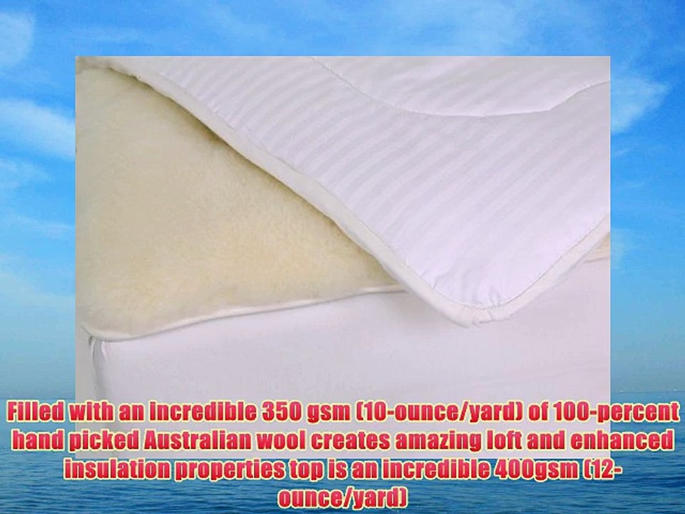 Herington All-Natural 350 GSM Australian Wool/Japara Cotton Reversible Queen Mattress Pad White
