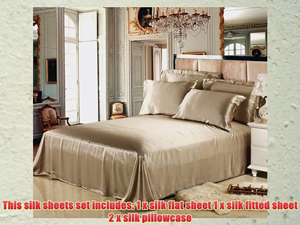 Seamless 25 Momme Luxury Mulberry Silk Sheets SetSilk Bedding Set (King Light Coffee)