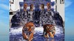 Queen King Size 100% Cotton 7-pieces 3d Two Tigers Walk in the Blue Water River Animal Prints