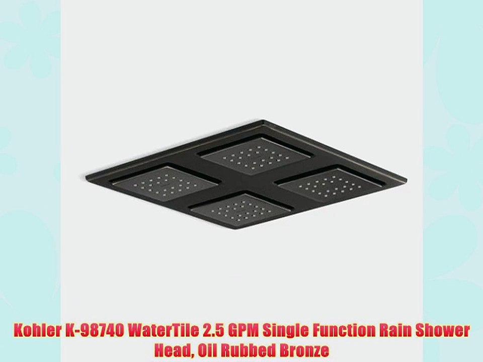 Kohler K-98740 WaterTile 2.5 GPM Single Function Rain Shower Head Oil Rubbed Bronze